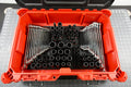 Full kit with sockets and wrenches inside the red tool box