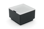 Black 1x1 low bin with a clear lid.