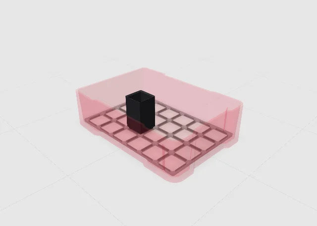 Black 1x1 tall bin in the Toolbox Shop designer.