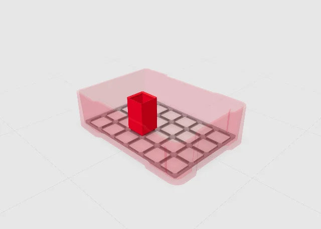 Red 1x1 tall bin in the Toolbox Shop designer.