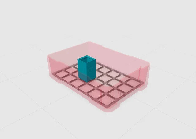 Teal 1x1 tall bin in the Toolbox Shop designer.