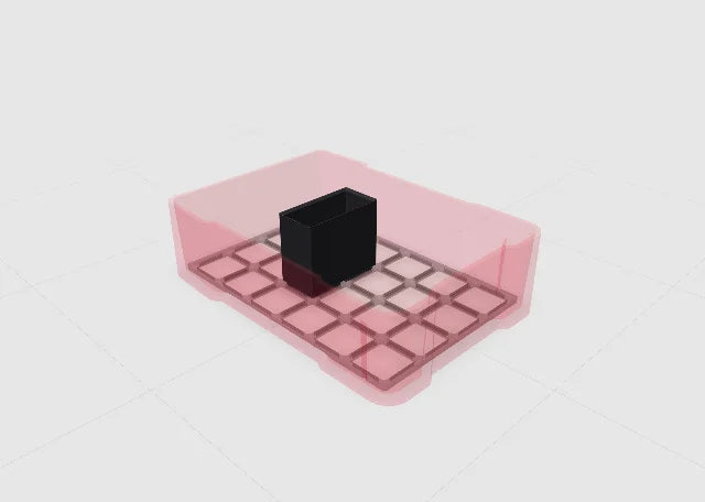 Black 1x2 tall bin in the Toolbox Shop designer.