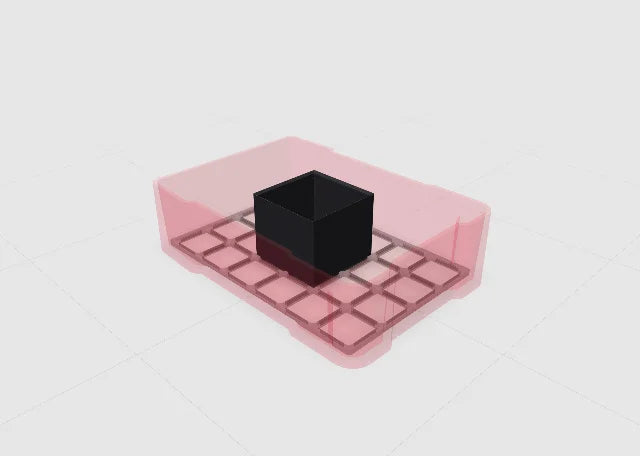 Black 2x2 tall bin in the Toolbox Shop designer.