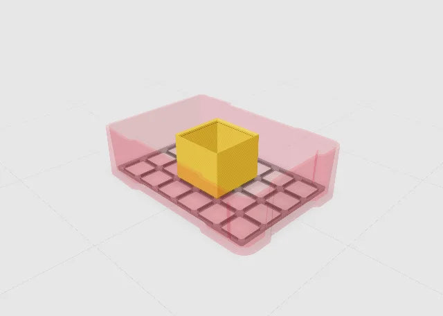 Yellow 2x2 tall bin in the Toolbox Shop designer.