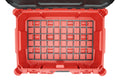 Black base plate in an open Milwaukee PACKOUT 48-22-8424 Tool Box, seen from above.