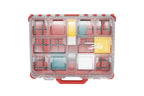 The closed Milwaukee PACKOUT 48-22-8431 Low-Profile Organizer with the base plates and bins inside.