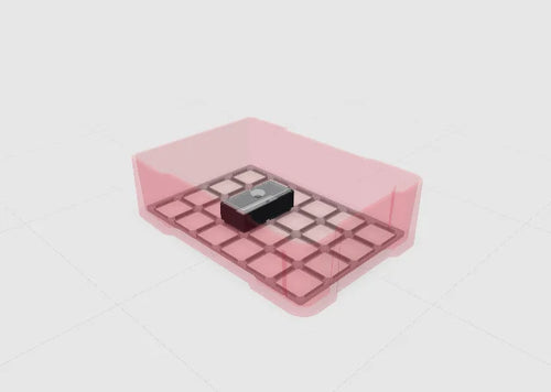 Clear lid for a 1x2 bin in the Toolbox Shop designer.